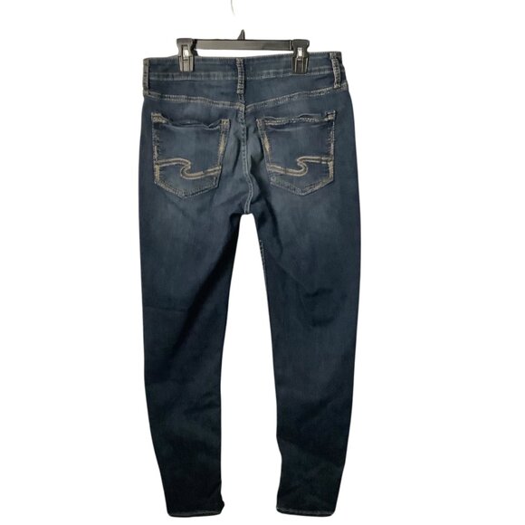 Silver Jeans Co. Womens Skinny Dark Wash Denim Jeans Size 32 Waist 28 Inseam - Picture 2 of 7